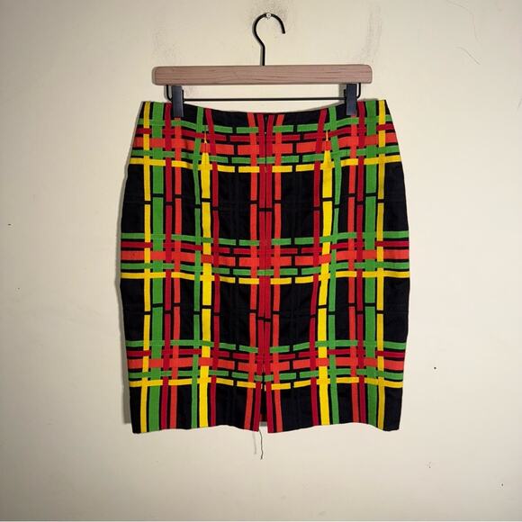 VNTG CARLISLE 90s dopamine hit linen neon weave pencil skirt 8 - Picture 5 of 6